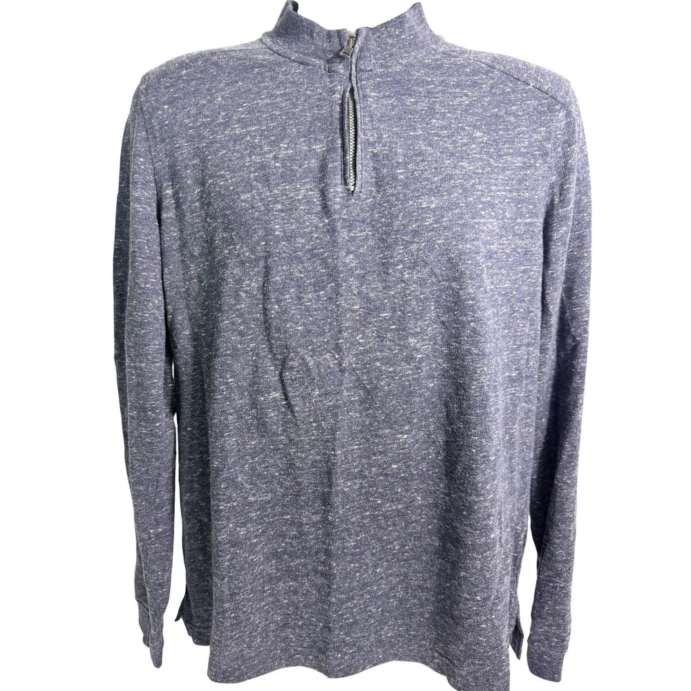 Nautica Sweater Mens Medium Heathered Blue 1/4 Zip Mock Neck Knit Pullover Top
